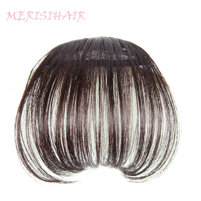 MERISI HAIR Clip In Hair Bangs Hairpiece Synthetic Fake Bangs Hair Piece Clip In Hair Extensions