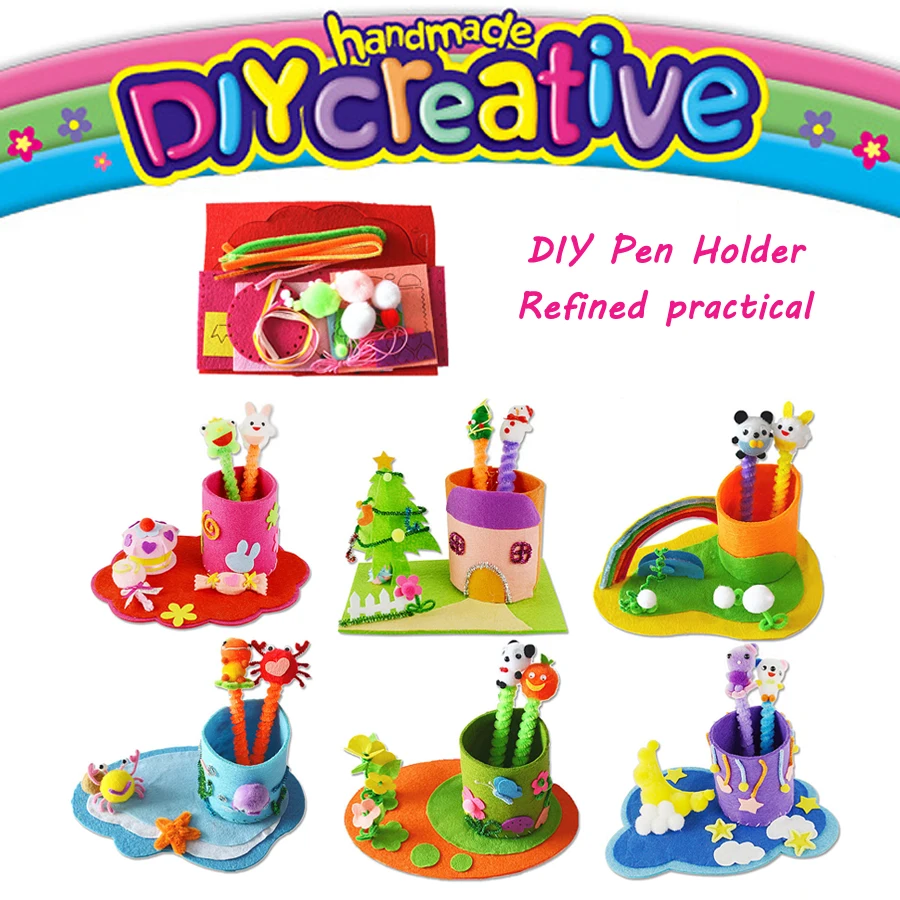 Kid DIY Crafts DIY Handmade Sewing Craft Kit Non-woven Fabric Toys Pen Containe,Art & Crafts Educational Toy For Kid Pen Holder