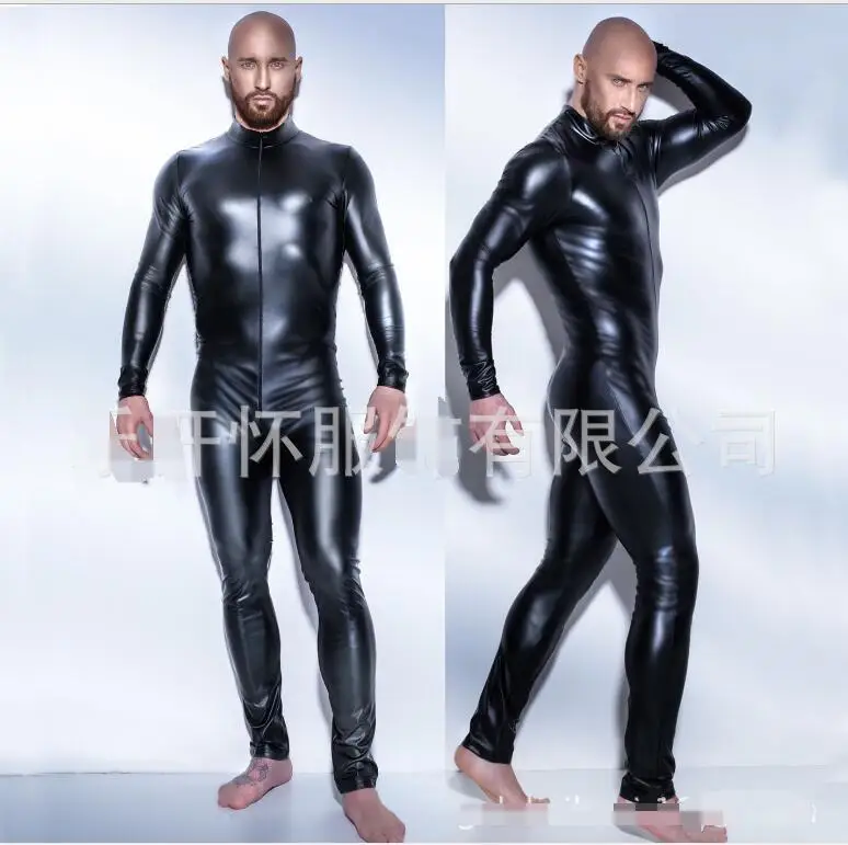 Najtaniej Nowości PU skóra mężczyźni Sexy body Faux lateks mężczyzna erotyczne kombinezon klub kostium sceniczny gejów seks bielizna produkty dla dorosłych