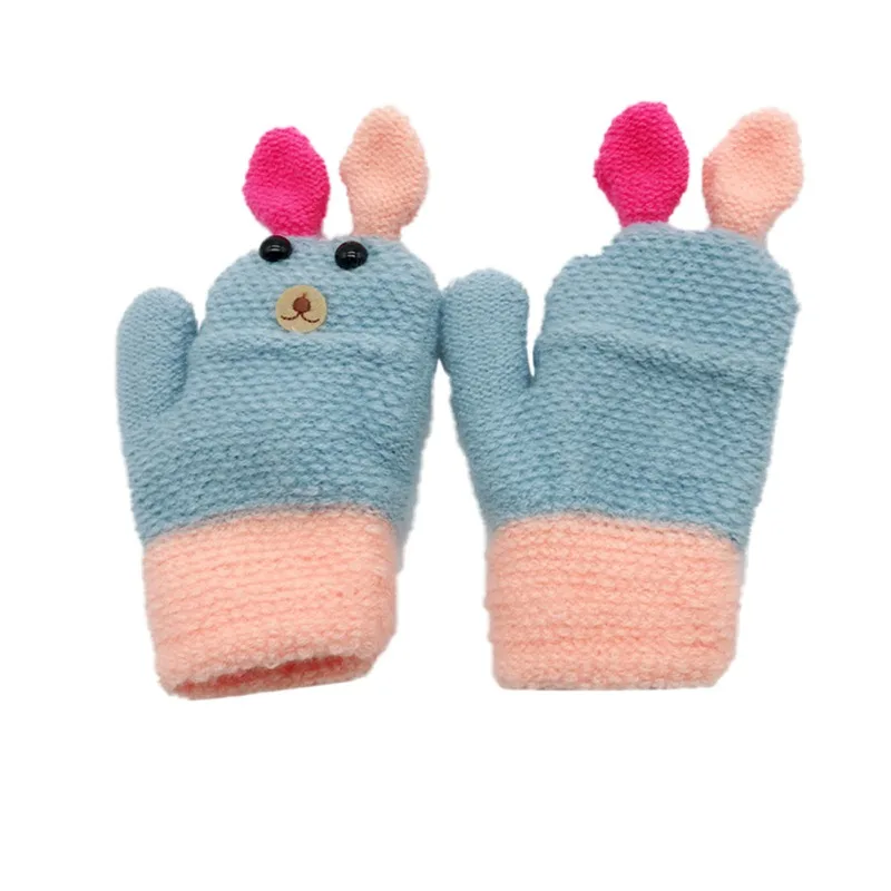 Зимние Детские перчатки, модные перчатки на полпальца, Детские милые утепленные Лоскутные теплые зимние перчатки для мальчиков и девочек