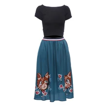 Формальный стиль юбка костюм женский комплект черный вязаный Топ и животный принт Синий бальное платье юбка женские костюмы с юбкой осень