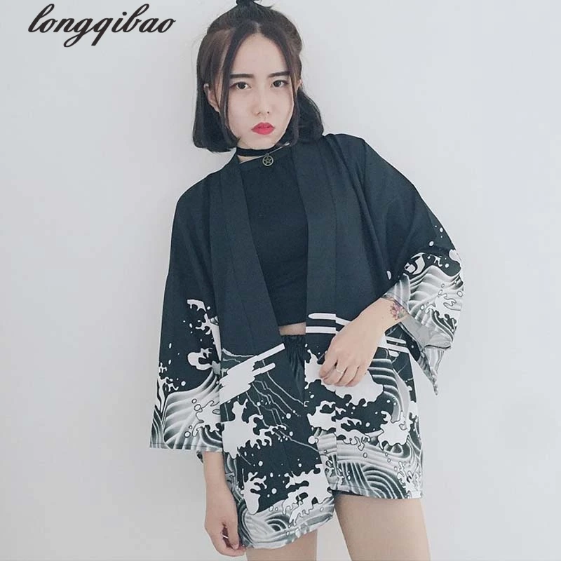 Vintage novelty summer dragon waves printed chiffon sun protection