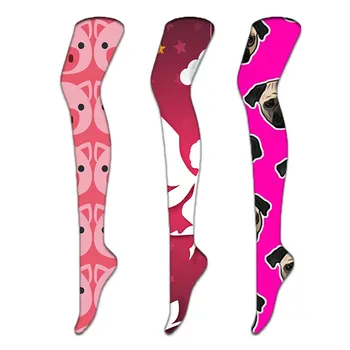 

1 Pair nylon Printed Stockings Girls korean japanese kawaii lolita Socks Casual Thigh High Knee Socks Womens Long Socks 6S-SW34