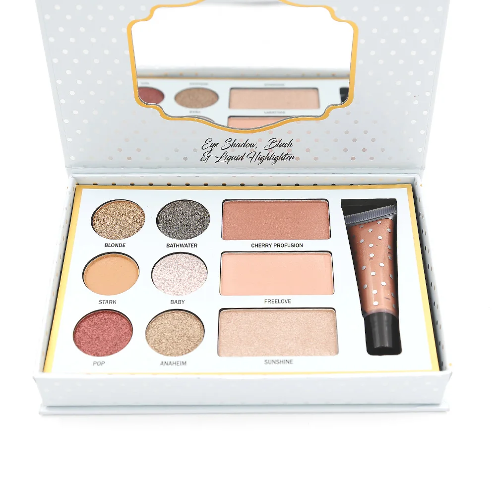 Sombra de Olhos + Blush + Iluminador Paleta de Sombras de 9 Kit de Maquiagem Cores Conjunto Profissional Líquido Cs380 1