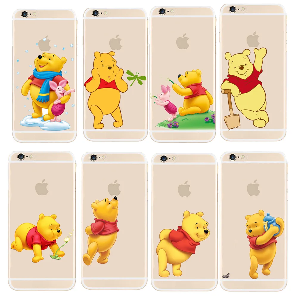 

Super Cute Winnie Pooh Design Transparent PC Case Cover For Apple iPhone 8 X 4 4S 5 5S SE 5C 6 6S 7 Plus Shell