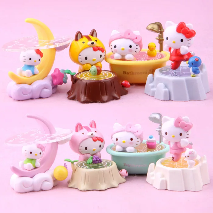 Мультфильм Китти сцены стили 8 шт./компл. Kawaii 6 5 см игрушки куклы аниме ПВХ экшн