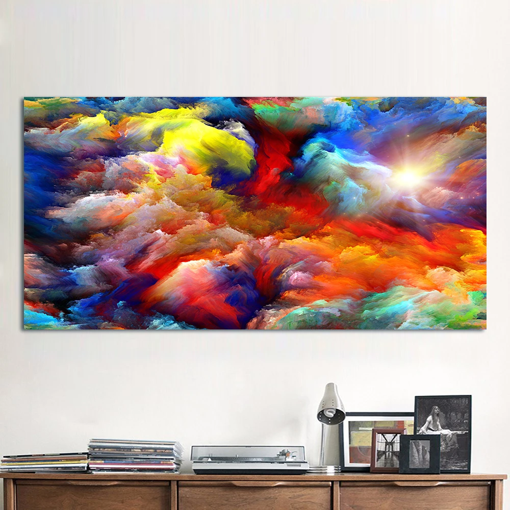 

HDARTISAN Canvas Art Wall Pictures For Living Room The Colorful Clouds Pattern Painting Cuadros Decoracion Printed No Frame