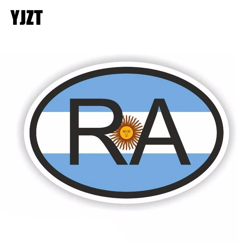 

YJZT 10,8 см * 7,2 см Аргентина RA Автомобильная наклейка страна код овальная наклейка ПВХ 6-0378