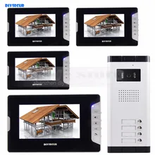DIYSECUR Quality 7″ 4-Wired Apartment Video Door Phone Audio Visual Intercom Entry System IR Camera for 4 Families