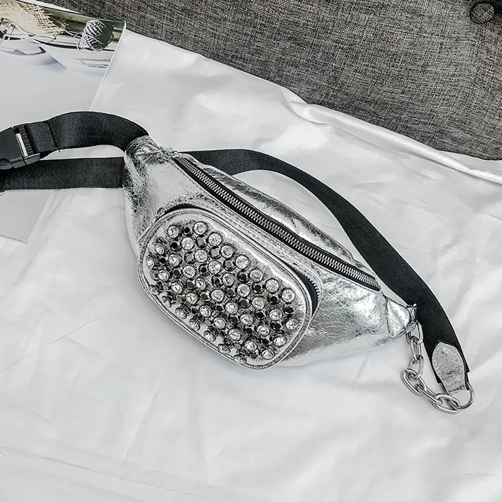 Для женщин поясная сумка со стразами модные женские туфли поясная Sac Banane деньги