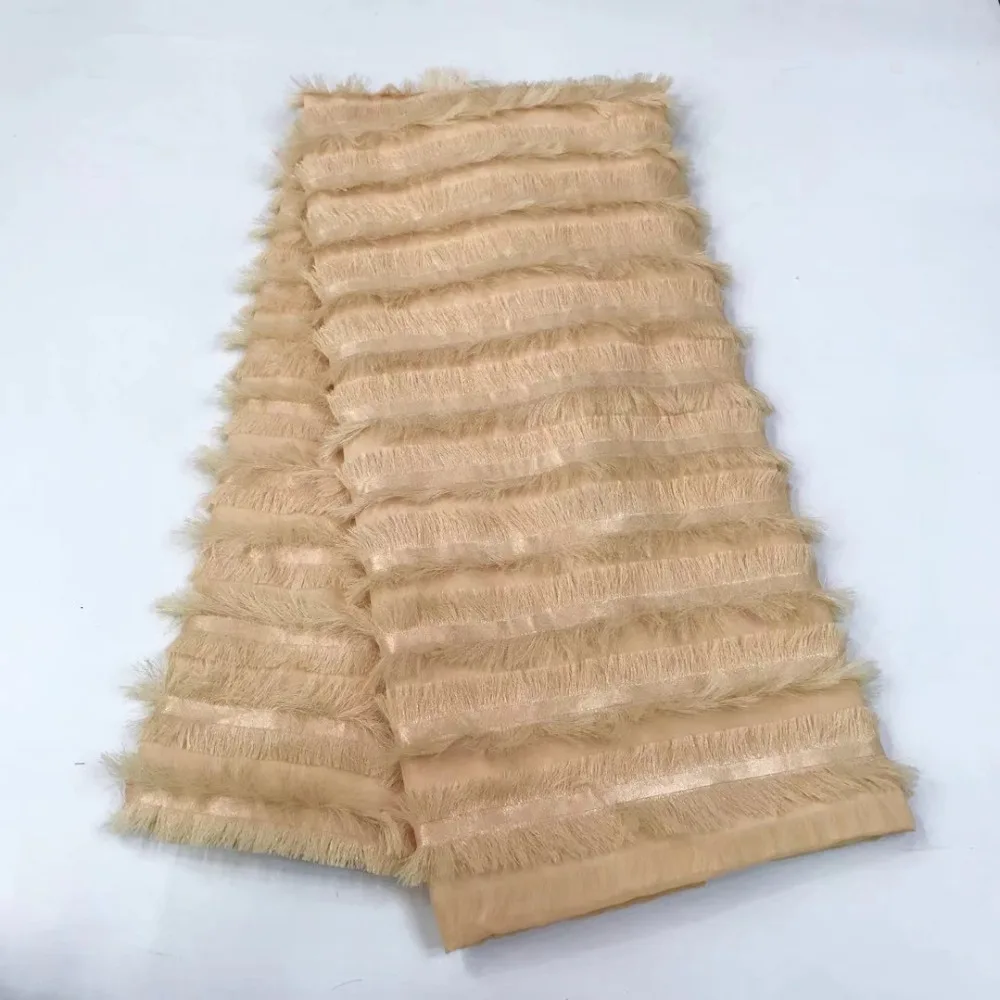 

New Gilding Chiffon High Quality African Lace Fabric 2018 French Tulle Lace Fabric Tassels 5 Yards Net Lace For Wedding Dress