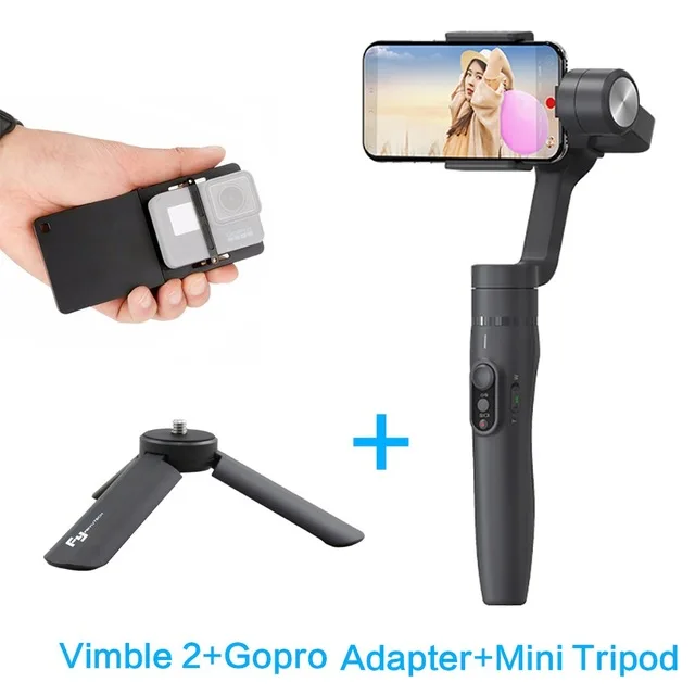 Feiyu Vimble 2 Выдвижная Ручной 3 оси Gimbal видео стабилизатор для iPhone samsung Gopro Xiaomi yi 4 К PK гладкая Q/гладкой 4 - Цвет: With plate