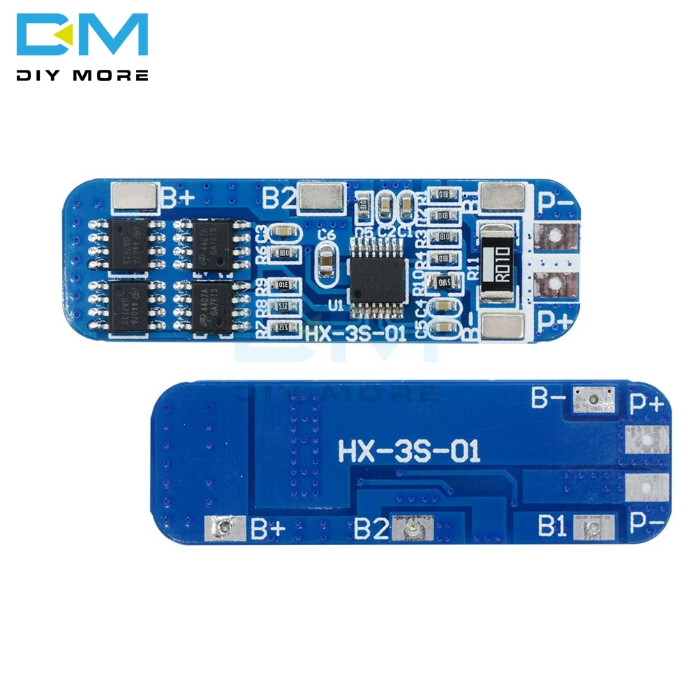 

3S 10A 12V Lithium Battery Charger Protection Board Module for 3pcs 18650 Li-ion Cell BMS Overcurrent Short Circuit Protection