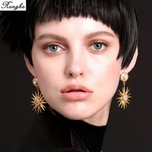 Бренд Хрустальная Морская звезда серьги гвоздики для женщин ювелирные изделия, жемчужный Серьги Brincos золото солнце серьги в виде цветка винтажная бижутерия