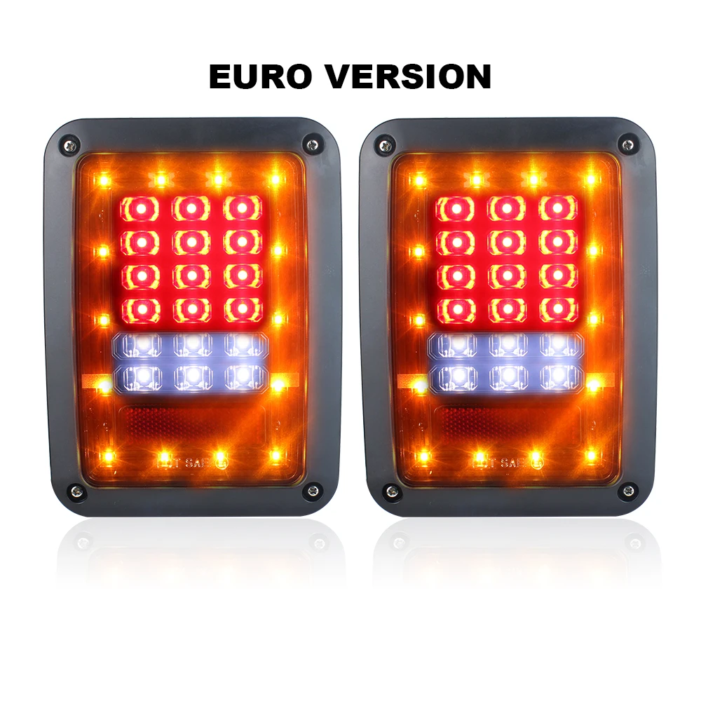 

Led Car Rear Lights Tail Light Assembly with Running Brake Reverse Turn Signal for Jeep Wrangler JK JKU USA and European Edition
