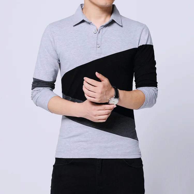 Design New Men s Brand Polo Shirt Long Sleeves Fashion Spring Autumn Clothes Plus Asian Size M-3XL 4XL 5XL - Цвет: B-3022 G