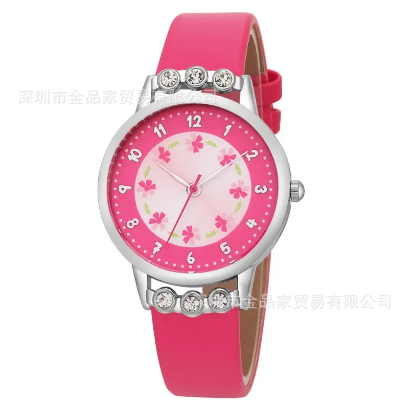 

2019 New Simple creativity kids children watch cute girls ladies diamond wristwatches rosette flower watches Relogio kol saati