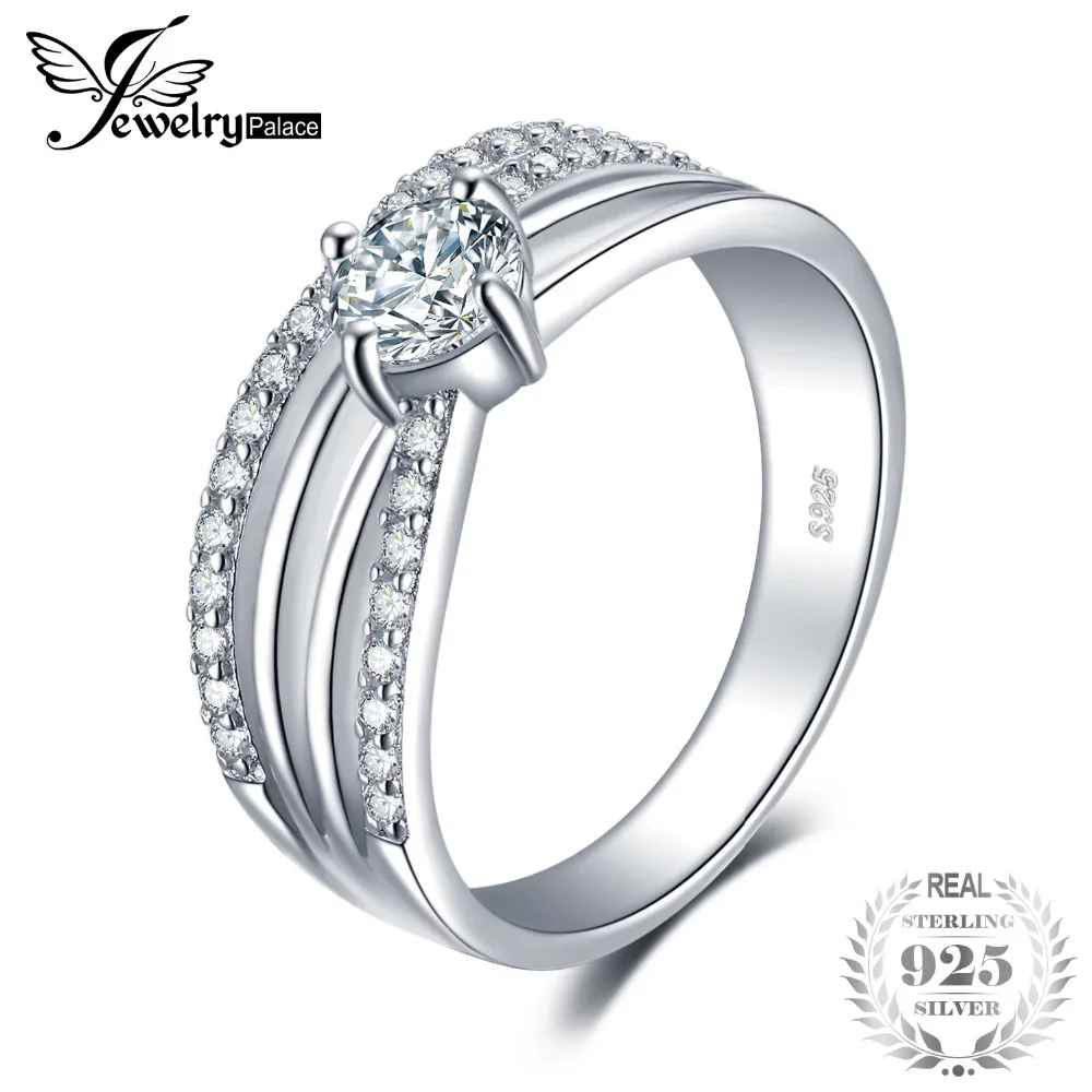 

JewelryPalace Engagement Cubic Zirconia Wedding Ring 925 Sterling Silver Anniversary Birthday Gift Simulated Diamond Jewelry
