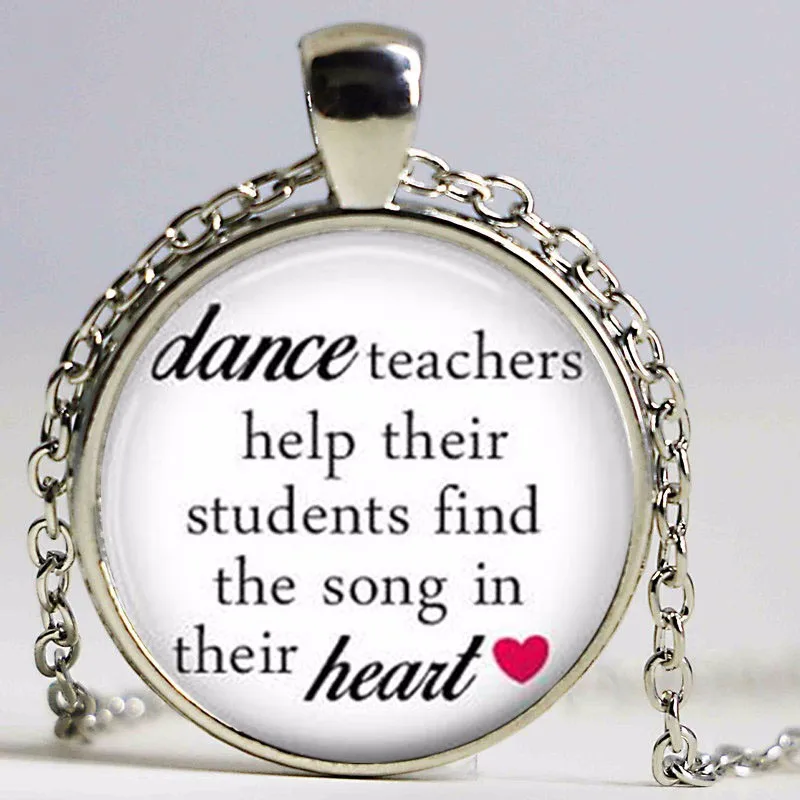 Dance Teacher Gift, 27MM Round Dance Text Pendant Choker Necklace, Ballet Teacher GIft, Dance