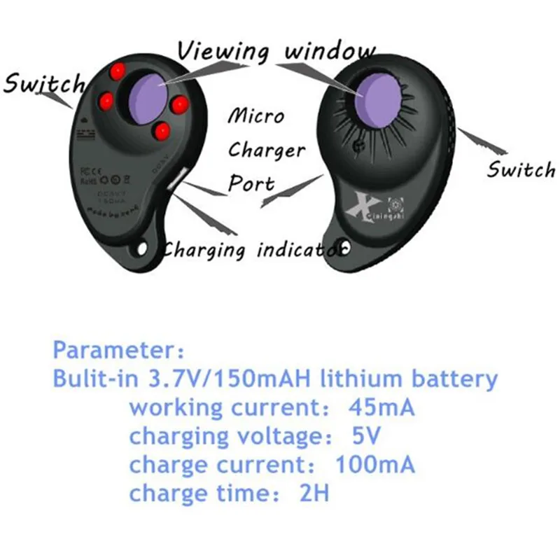 Anti-Spy Hidden Camera Laser Detector Hidding Camera Finder With Four IR Light At Small Size