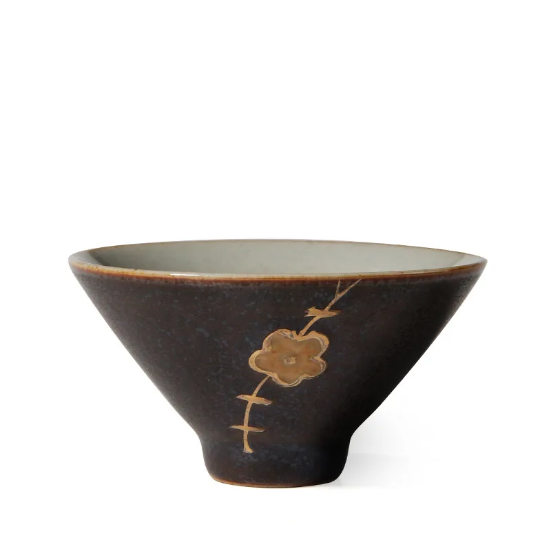 

60 ml Japanese Style Coarse Pottery Kung Fu Tea Cup Ceramic Small Tea Bowl Teacups Hand-painted Plum Teaware Vintage Home Decor