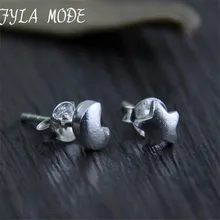 Fyla Mode S925 Sterling Silver Vintage Star Moon Stud Earrings Handmade Thai Silver Women Jewelry 5*5mm 0.45g WTS004