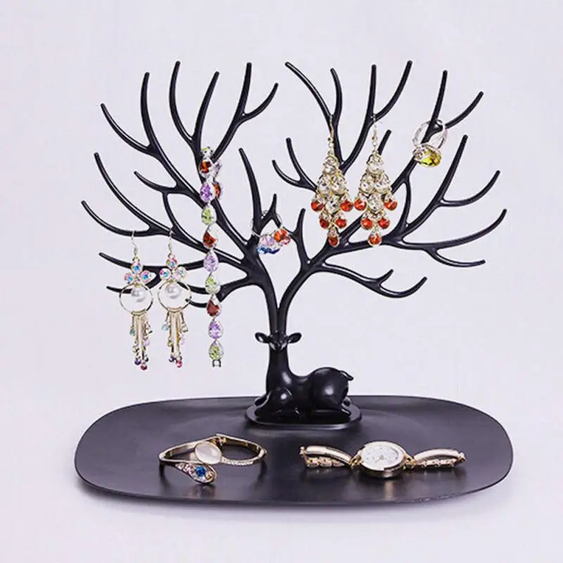 

Hot Sale Jewelry Rack Necklace Earring Creative Deer Stand Display Organizer Holder Show Rack Simple Plastic Jewellery Racks *