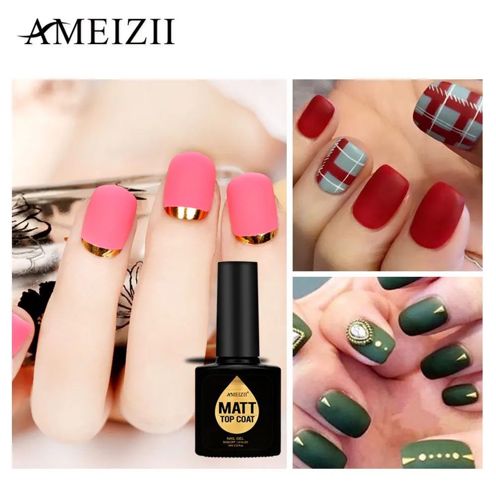 AMEIZII, 10 мл, матовый Гель-лак для ногтей, покрытие для замачивания, матовое верхнее покрытие, УФ светодиодный светильник, прозрачный цвет, Гель-лак для ногтей, лак для ногтей