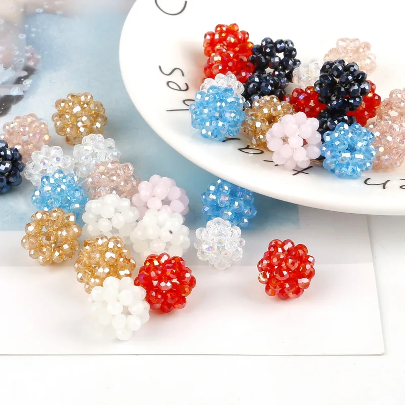 

Hand-Woven Crystal Beads Charm Pendant Beautiful Color Round Glass Drop Charms for DIY Craft Earring Fashion Jewelry Accessories