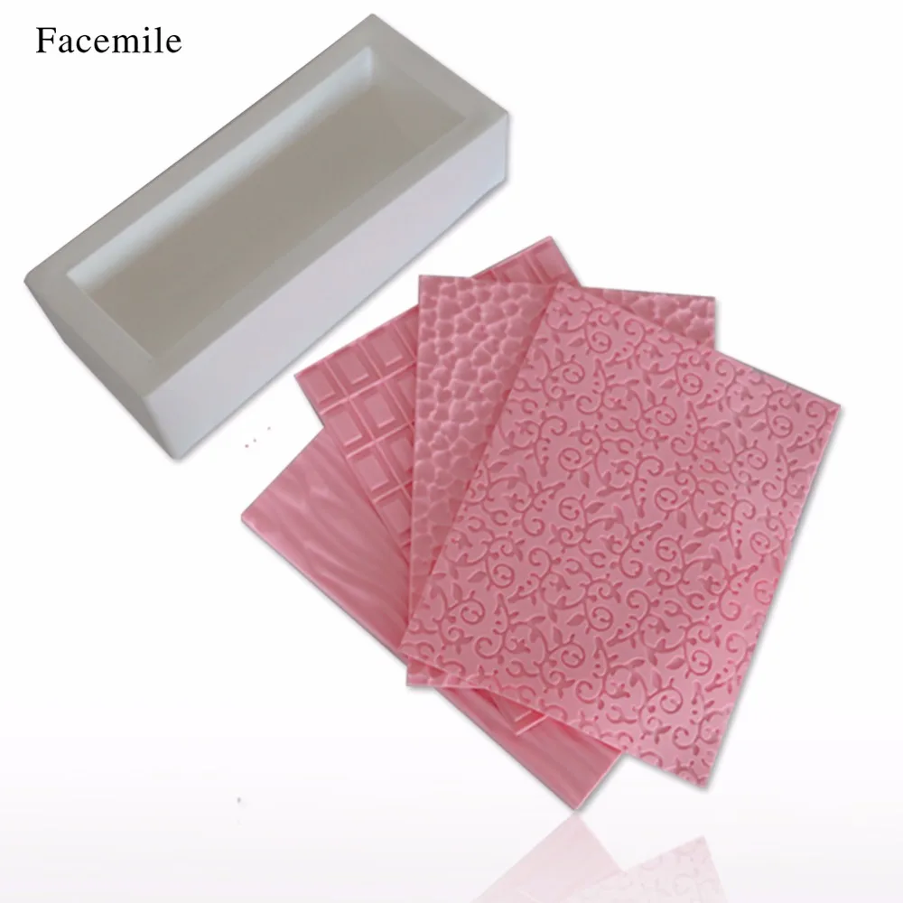 Facemile Silicone Wood Heart Pattern Texture Mat Cake Mold Baking