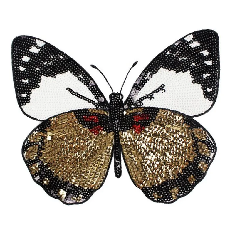 

Fashion T shirt Women sequins patches for clothing 22cm butterfly patch deal with it 3d t shirt mens Christmas gift Diy stickers