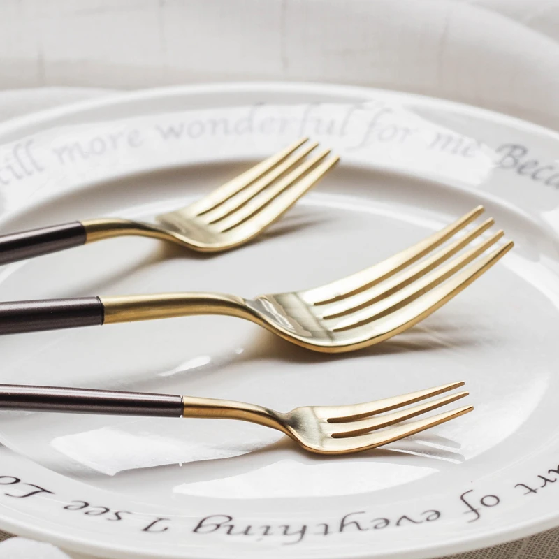 Нержавеющая сталь Золотой набор столовых приборов благородная Вилка Нож десерт столовая посуда столовые приборы кухонные принадлежности вилка в западном стиле