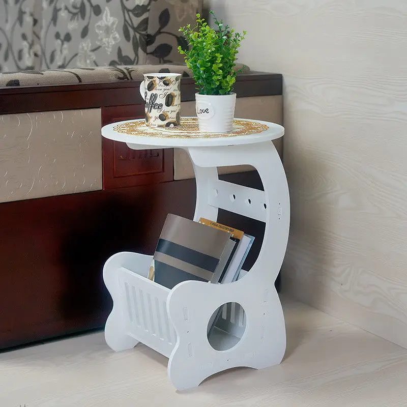 Oval End Table Coffee Couch TV Snack Chair Sofa Tray Side Wood w/ Magazine Rack