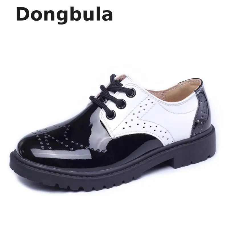 

2019kids Black Genuine Leather Wedding Dress Shoes For Girls Boys Children School Performance Formal Flat Loafer Moccasins Shoes