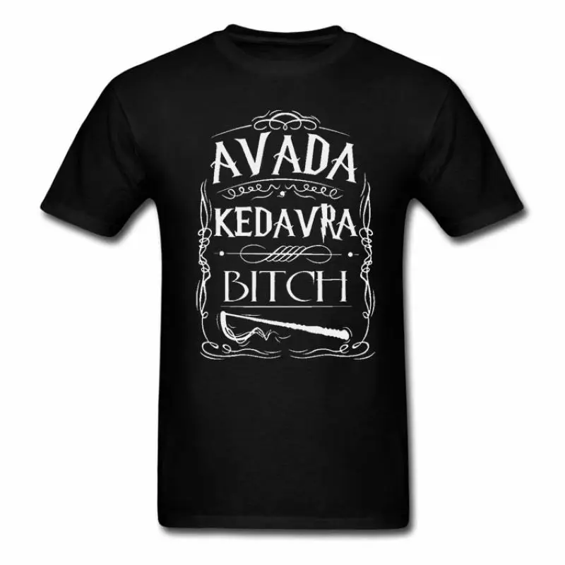 Avada Kedavra Bitch Футболка мужская женская Повседневная Harajuku Swag топы футболки хлопок короткий рукав футболка Летняя футболка Hipster - Цвет: Men Black