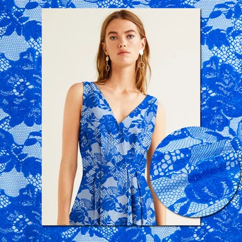 

Sapphire floral print pure silk crepe de chine fabric, lace sense, sewing for shirt, blouse, dress, skirt, craft by the yard