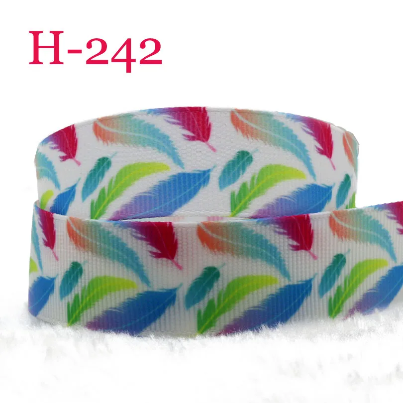 

Colored feather print grosgrain ribbon 22mm 7/8 inch 2-5 yards
