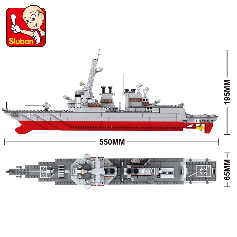 

615pcs Military Army Navy Destroyer Warship Model Building Blocks Sets Weapon Ship Bricks Toys For Children