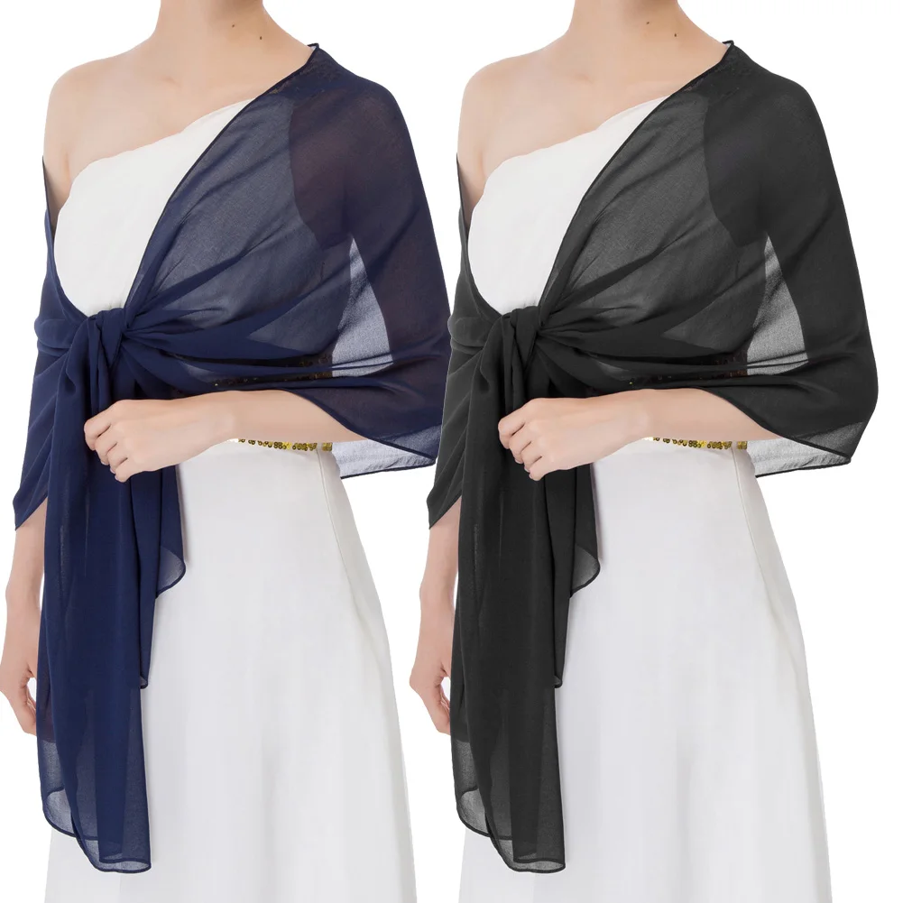 Женское прозрачное шифоновое свадебное вечернее платье Шарф мягкая шаль накидка