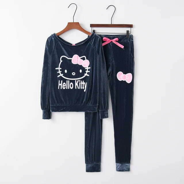 New Print Women's Tracksuits O-Neck Set Suits For Women hoodies sweatshirt for women long pants lady female 10 Hello Kitty