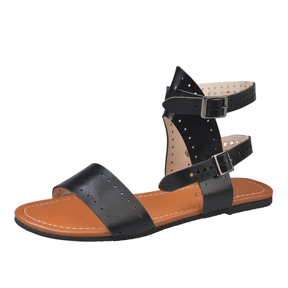 

Women Sandals Flat Roman Shoes Summer Fashion Ladies Buckle Strap Slip-on Casual Shoes Sandals zapatos de mujer 2019 New