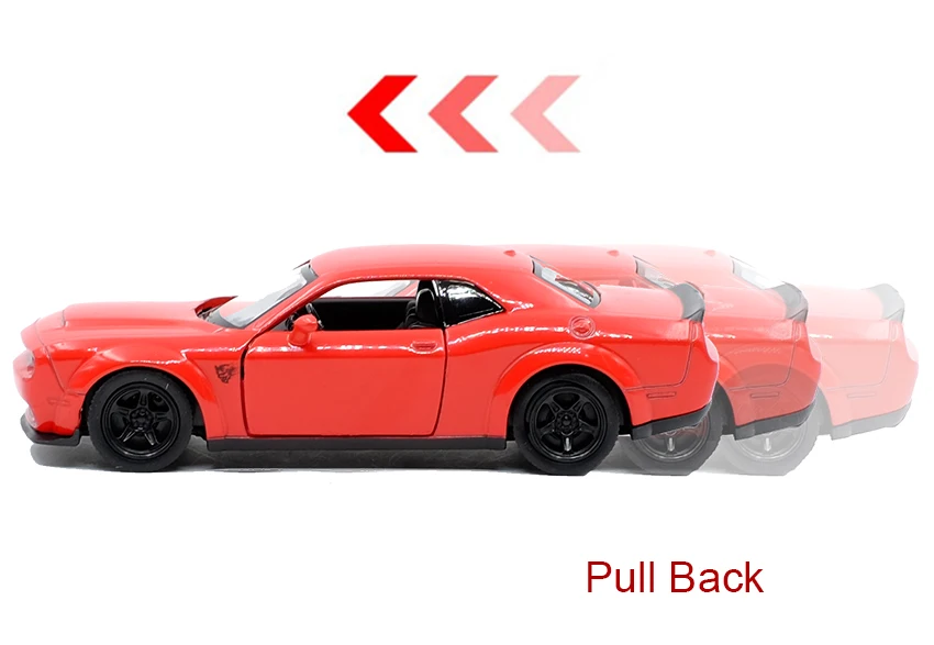 1:36 Dodge Challenger Srt Demon Sports Car Alloy Diecast Car Model Toy With Pull Back For Children Gifts Toy Collection