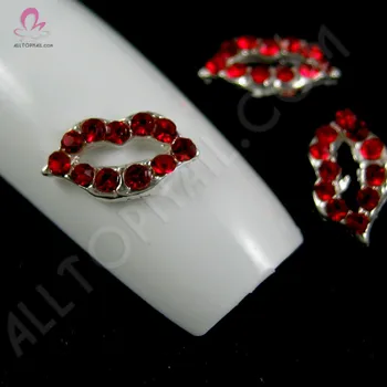 

Lips Nail Art 3d Alloy Rhinestones Decoration 100pcs Red