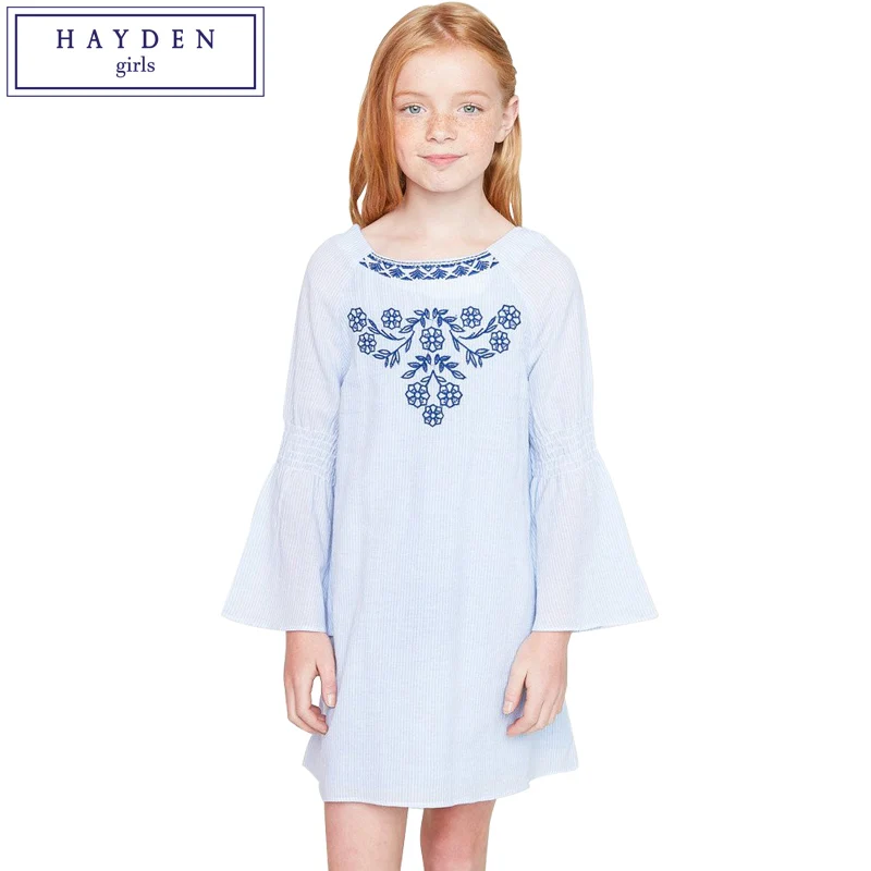 Juniors long sleeve denim dress girls dress