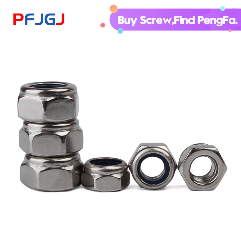 

Peng Fa DIN985 M3 M4 M5 M6 M8 M10 M12 304 Stainless Steel Self-locking Nut Nylon Lock Nut Locknut Slip Nylon Hex Nut