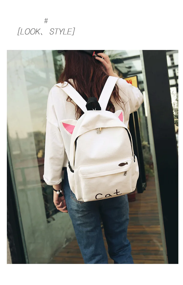 HISUELY Fashion Canvas Backpack Cartoon Rabbit Ears Back pack Women Casual Students School Bags Student Rucksack Collenge Style best stylish backpacks for college