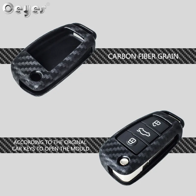 Ceyes авто-Стайлинг Защита ключа оболочка из углеродного волокна чехол для Audi TT A7 A4 A4L 8S B9 Q5 A6L A5 A8 Q3 Q7 аксессуары