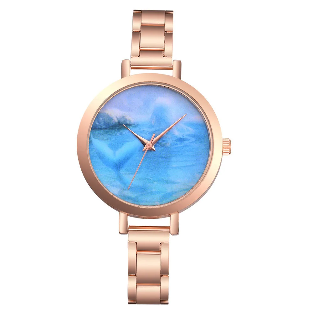 Sea blue dial Lvpai Women's Watch Steel Belt Quartz Wrist Watch Sea blue dial Lvpai Women's Watch Steel Belt Quartz Wrist Watch