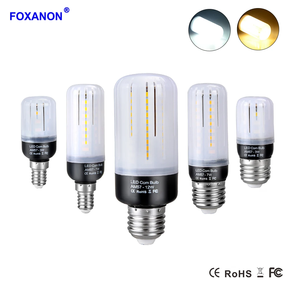 

Foxanon E27 LED bulb light 3W 5W 7W 9W 12W led lamp E14 AC220V 110V ampoule led SMD5730 high lumen 20-100led home decor lighting
