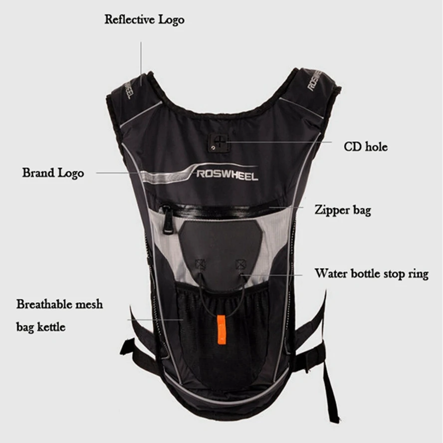 Excellent Outdoor ROSWHEEL Backpacks Lightweight Bike Cycling 4L Water Bag W/Hydration Black 2 Excellent Outdoor ROSWHEEL Backpacks Lightweight Bike Cycling 4L Water Bag W/Hydration Black 2